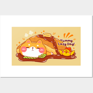 Shiba Inu Yummy Pancake Lazy Day Posters and Art
